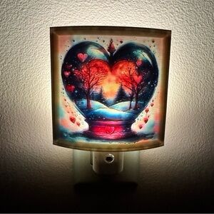 Heart-Shaped Night Light with Scenic Design